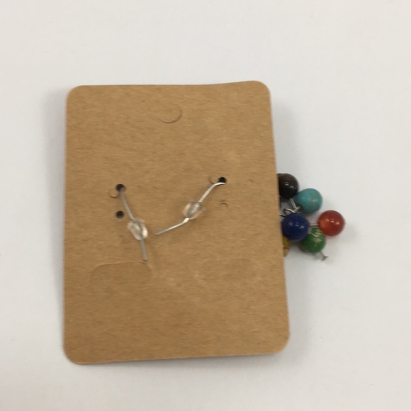 New Rainbow Chakra Dangle Bead Earrings - Picture 2 of 5